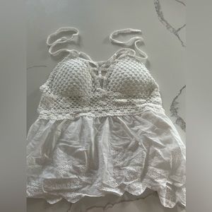 White wrap around crotchet white top